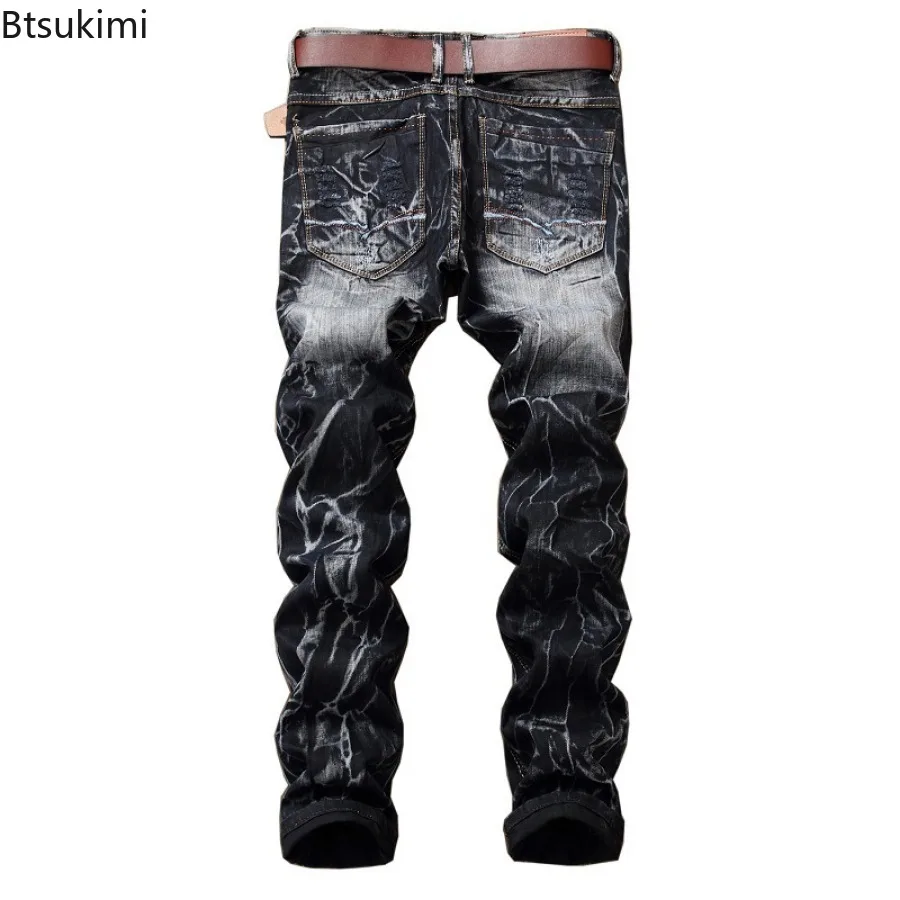 Ripped Hole Jeans Men's Fashion Harajuku Street Style Hip Hop  Vintage Straight Jeans Personality Motorcycle Denim Trousers Male