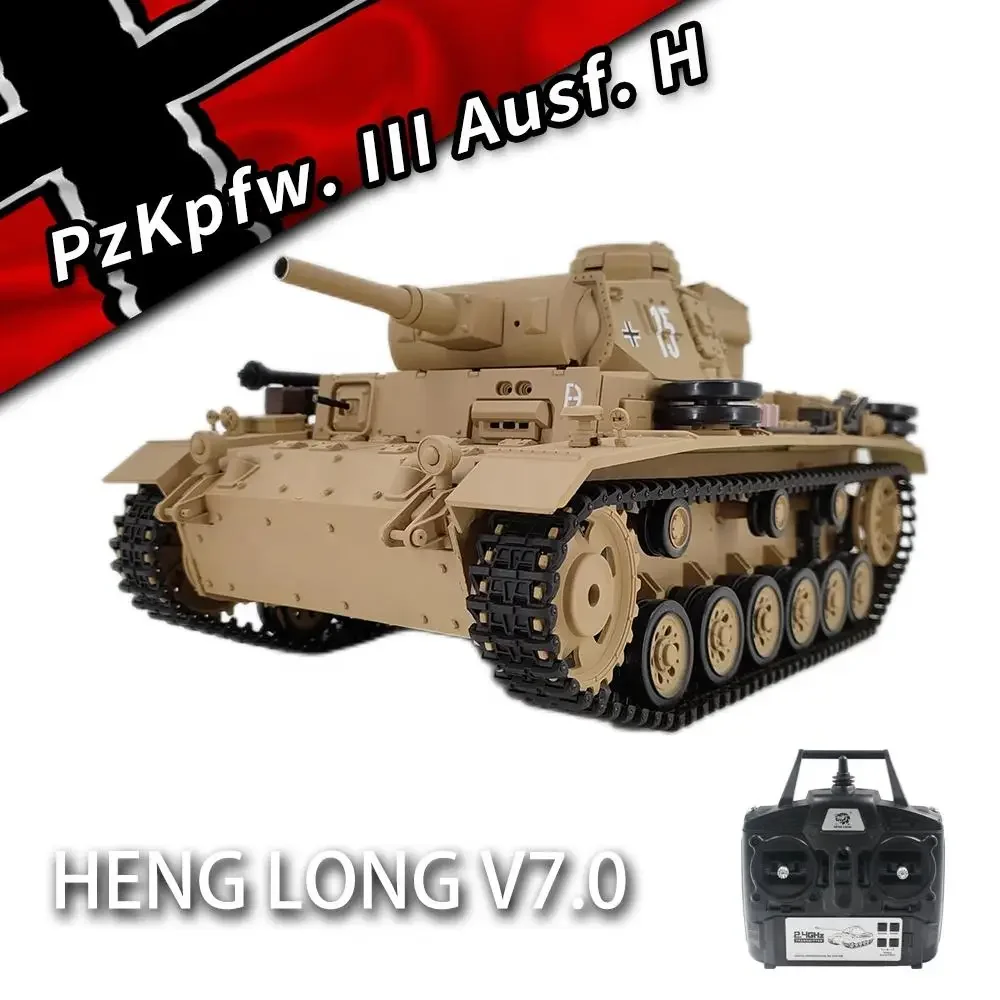 Heng Long 3849 1/16 German Panzer III typ H RC Midium Tank 2.4Gzh Zdalnie sterowany model czołgu Strzelanie wojskowe BB Dźwięk dymu