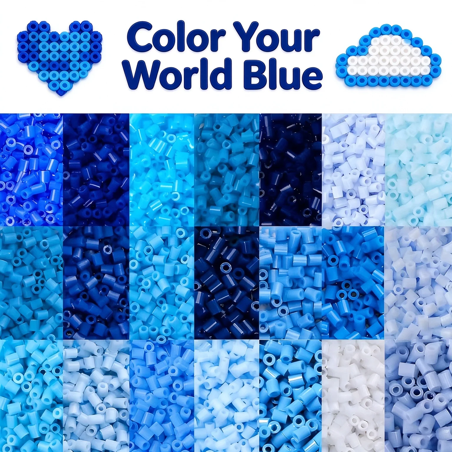 1000Pcs 2.6mm Blue Mard Beads, DIY Puzzle Handmade Craft, Only Beads No Tools