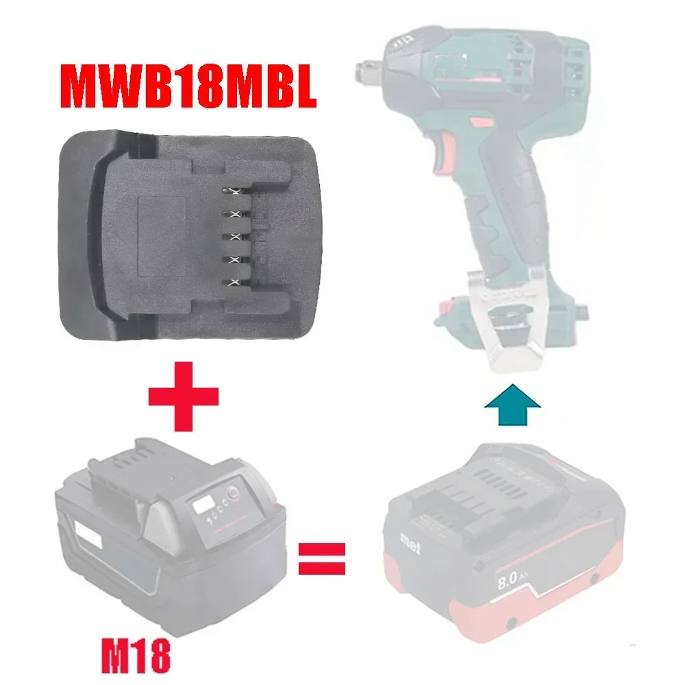 Imagem -02 - Lithium Power Tool Adapter Conversor Pode Usar para Milwaukee 18v Li-ion Battery M18 on para Metabo 18v Elétrica Mwb18mbl
