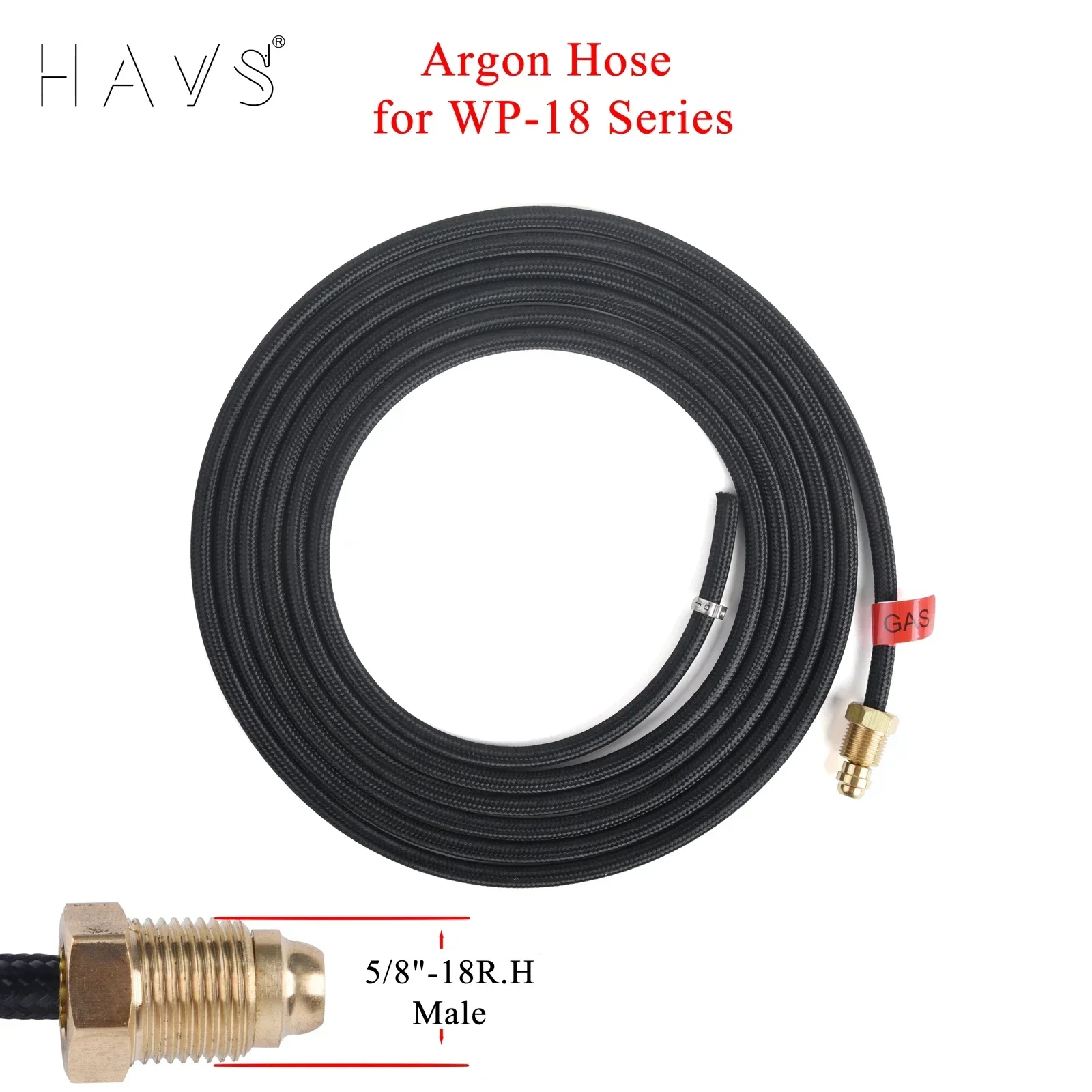 

3.8m(12.5ft)/7.6m(25ft) TIG Torch Argon-Cooled Hose Fit WP 18 Series w/ 5/8"-18R.H Female Connectors