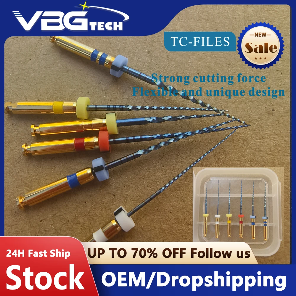 

6Pcs/box Dental Root Canal File Heat-Activated Rotary Nitinol Tooth Pulp Files Thermally Activated Nickel-Titanium Tips