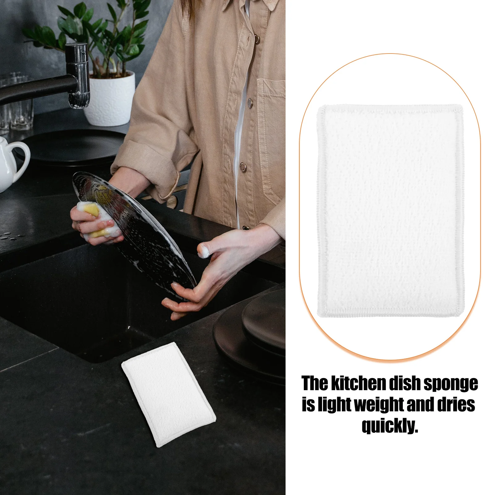 

8Pcs Bamboo Fiber Dish Sponges Reusable Washable Sponges Multifunction Cleaning Kitchen Supplies Durable Scrubber