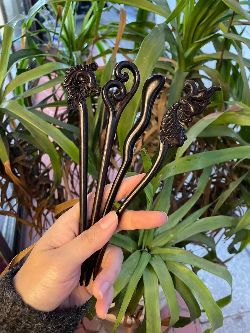 High-grade authentic ebony, purple sandalwood, national wind, ancient wind, hairpin, Hanfu headdress, hairpin and headdress.