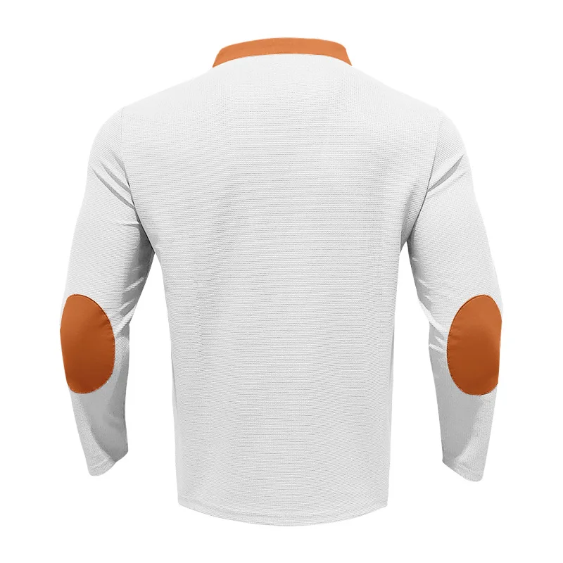 Cross-border new men\'s waffle color matching strap V-neck top casual long-sleeved bottoming T-shirt