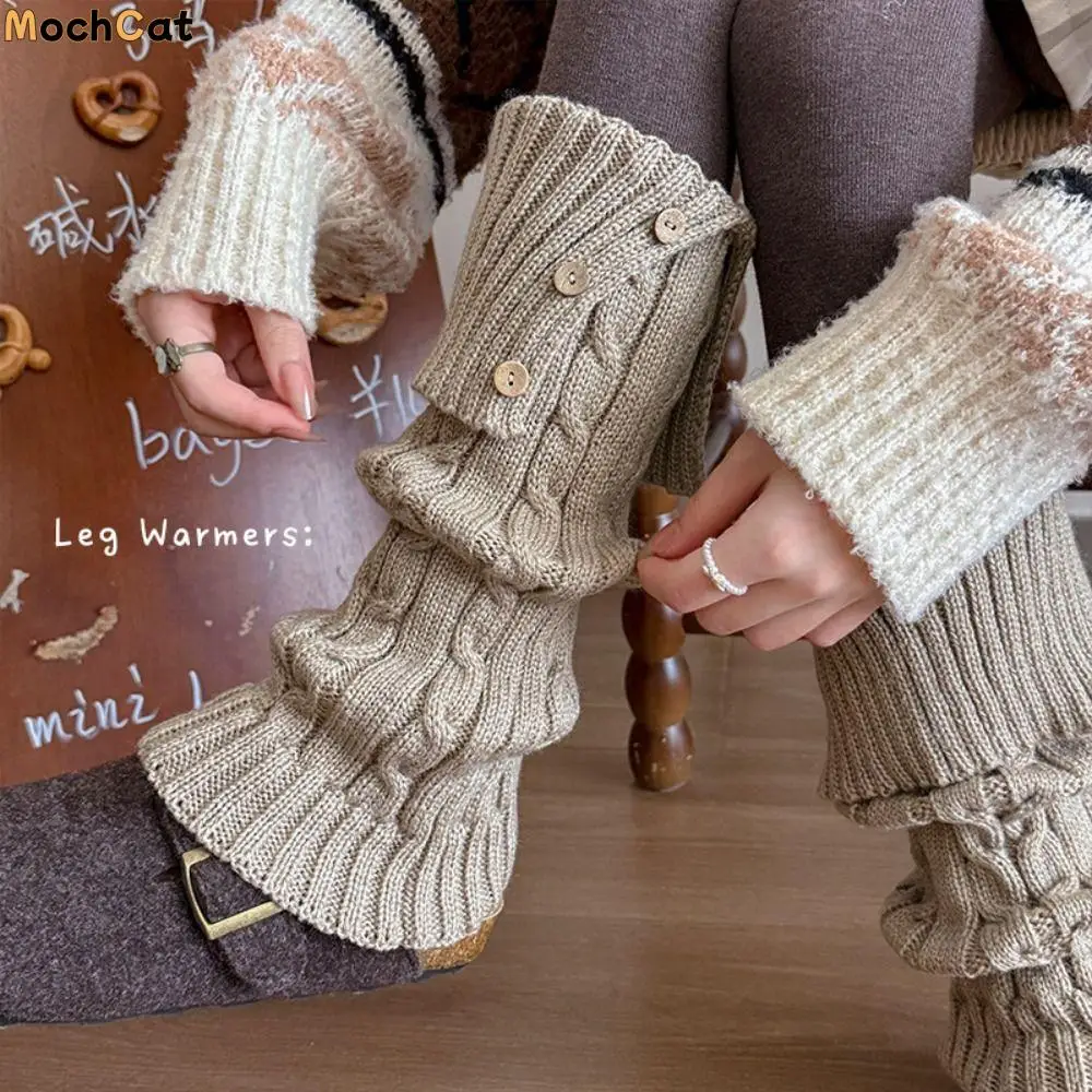 

Cute Harajuku Children's Leg Warmers Solid Color Japanese Style Lolita Knitted Socks Casual Sweet Knitted Foot Cover Lady
