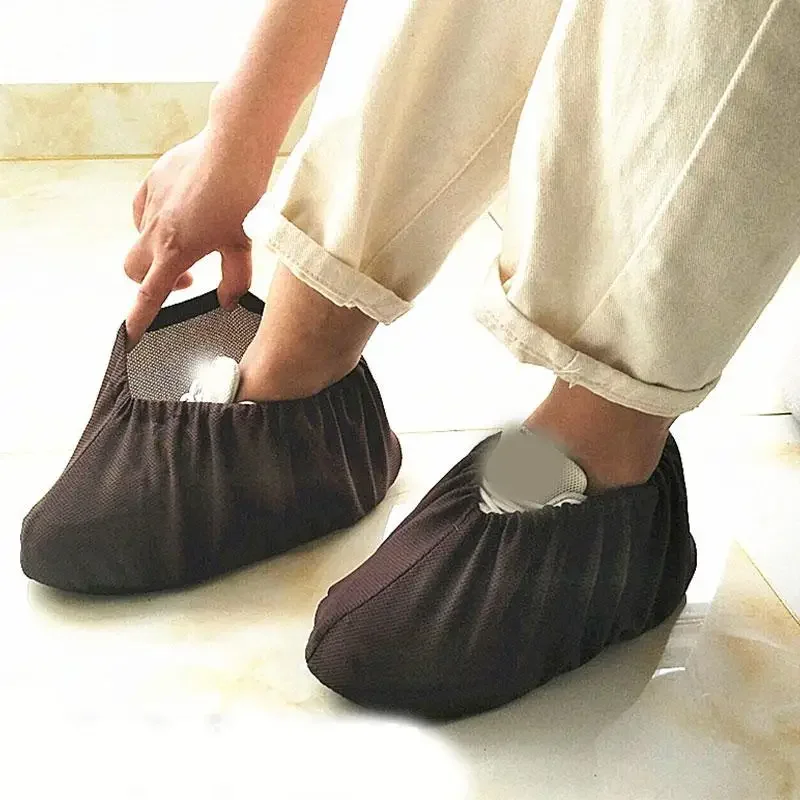 Household Non-woven Shoe Covers Thick Reusable Non-slip Overshoes Indoor Keep Floor Carpet Cleaning Shoes Slippers Protector