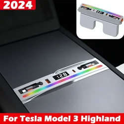 Estación de acoplamiento de concentrador USB para Tesla modelo 3 Highland 2024, organizador de consola central, concentrador de carga con accesorios de luces de atmósfera