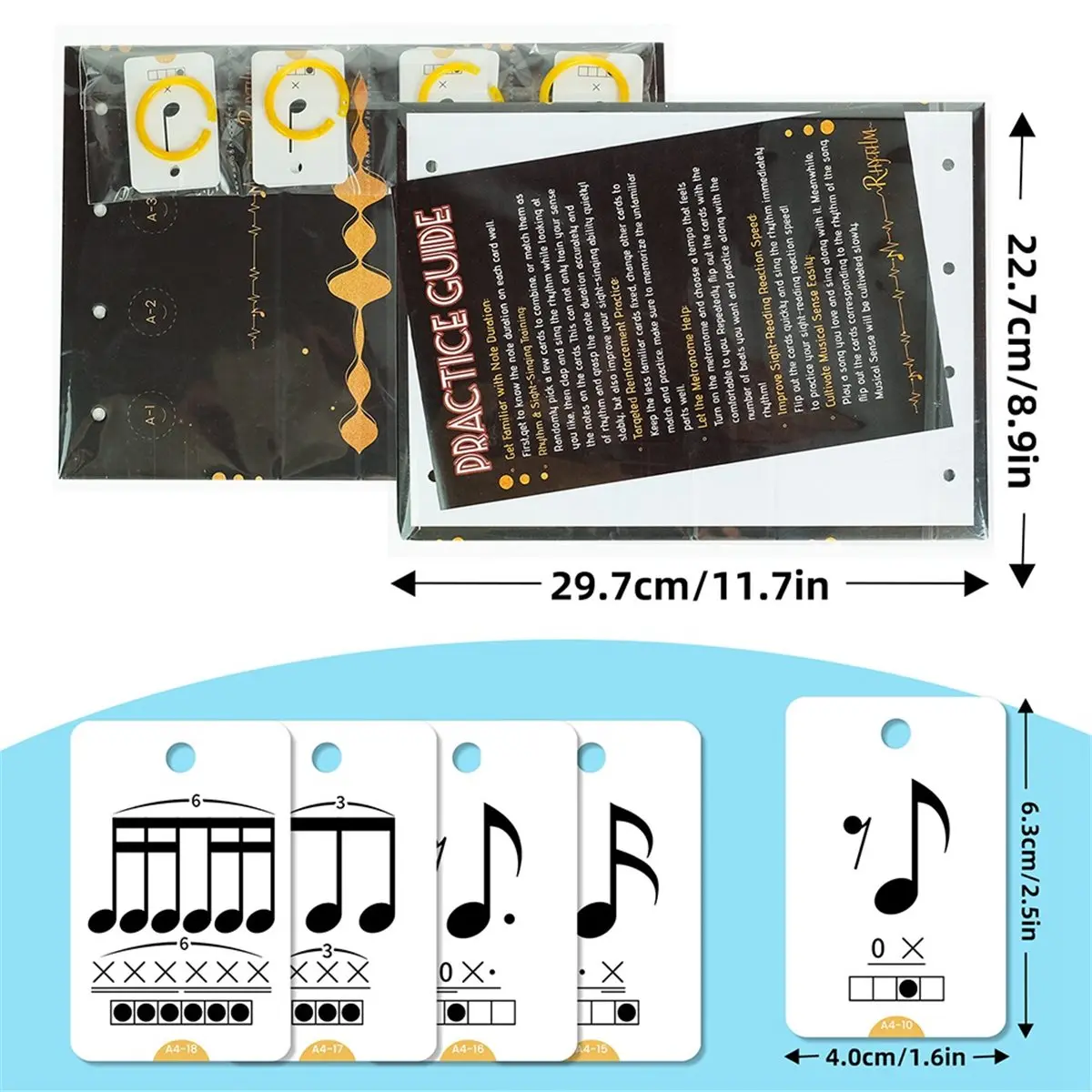 (ABHW) Music Rhythm Flash Cards Note Training Cards Helps Improve Rhythm Skills and Sight-Reading Abilities for Piano Violin