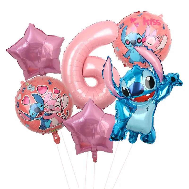 Disney Pink Stitch Birthday Party Decorations Girl Disposable Tableware Balloon Cake Topper Tablecloths Supplies Baby Shower