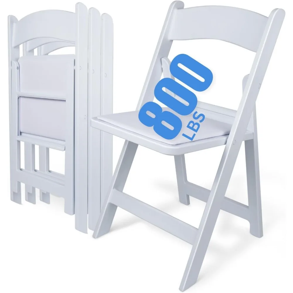 

White 4 PCS Lightweight Resin Folding Chairs with Padding Unleash Comfort Foldable Chair and Durability, Commercial-Grade 800 lb