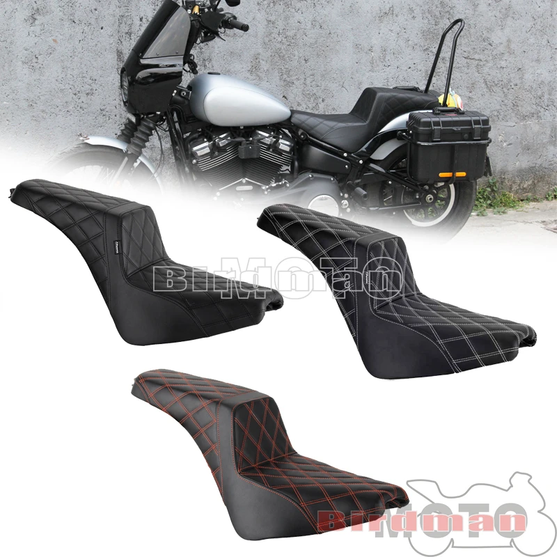 Motorcycle Leather Two-Up Gel Pad Seat Driver 2-Up Gel Pad Rear Seats For Harley Softail Street Bob Slim FLSL Standard 114 18-22