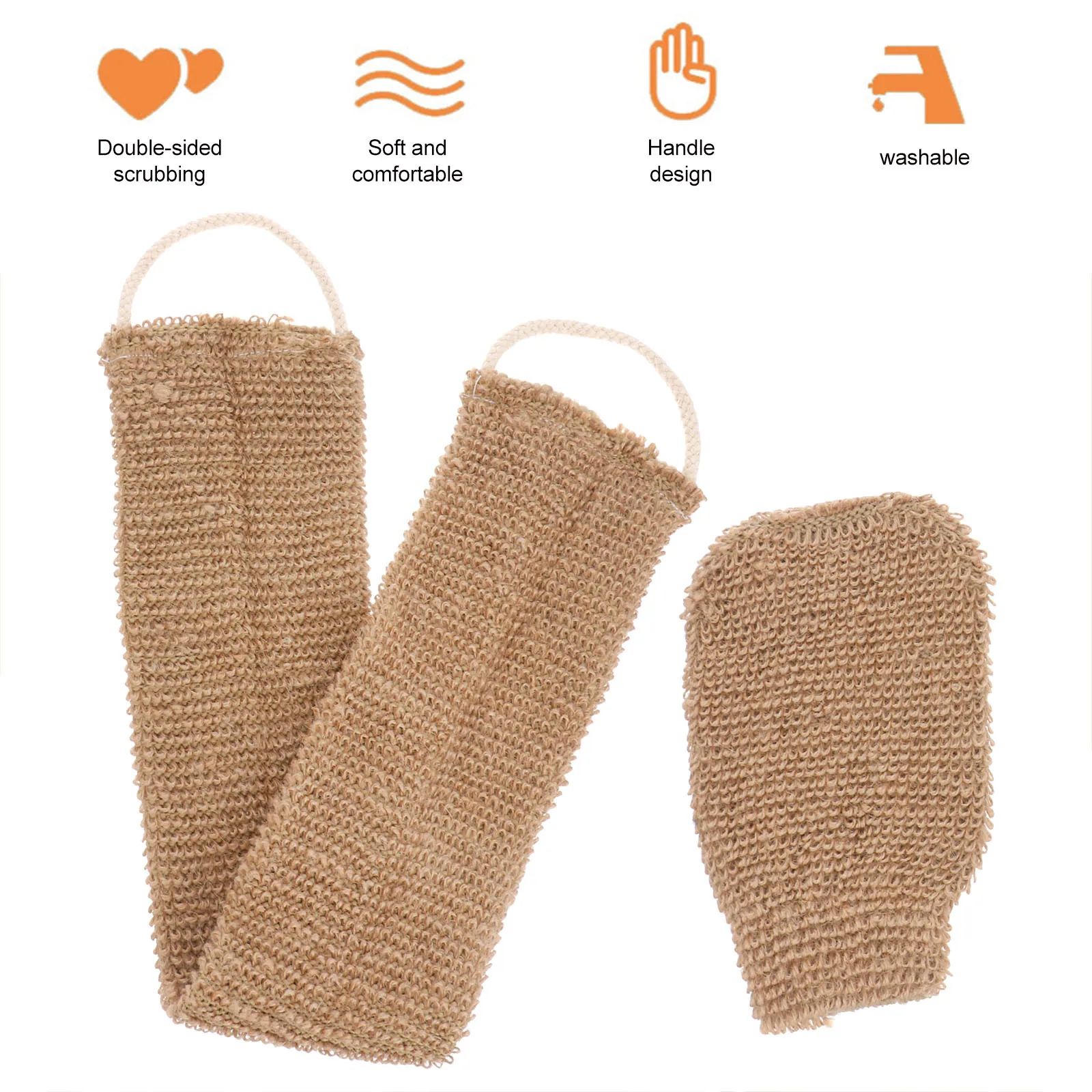 2 قطعة قفازات حمام الغسيل رامي الجوت التقشير الظهر الغسيل حزام طويل الجسم دش أداة نظيفة اللوف حمام العرض #4