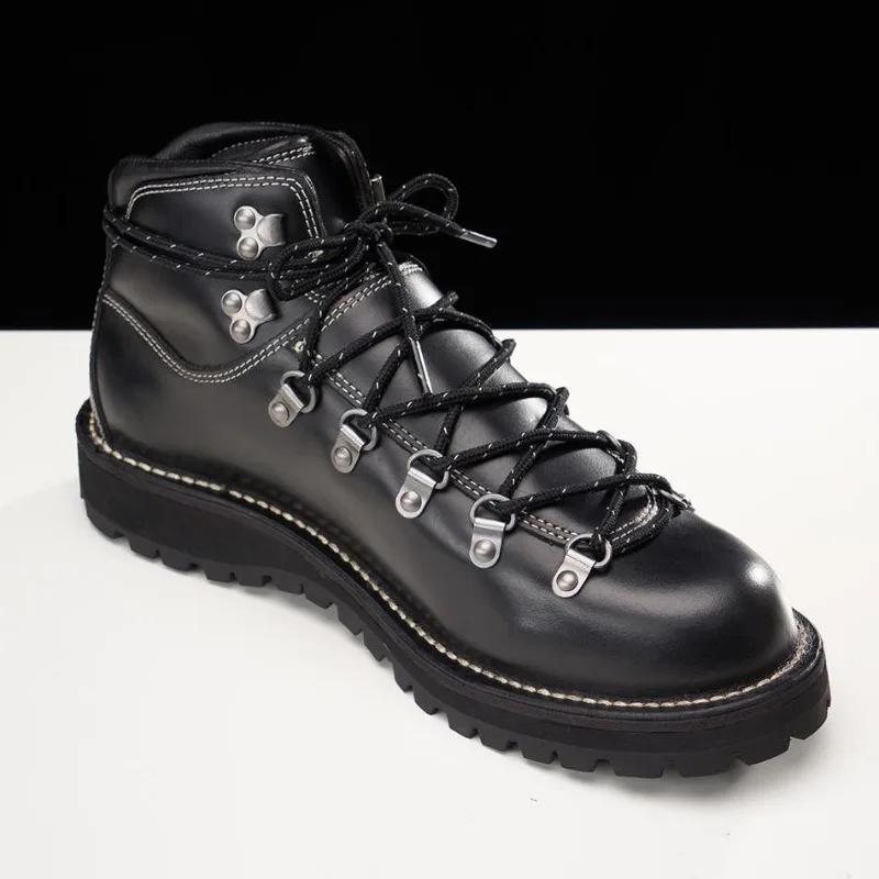 American Vintage Genuine Leather Work Boots Men Shoes Casual Walking Hunting Boots British Outdoor Hiking Ankle Boots Unisex