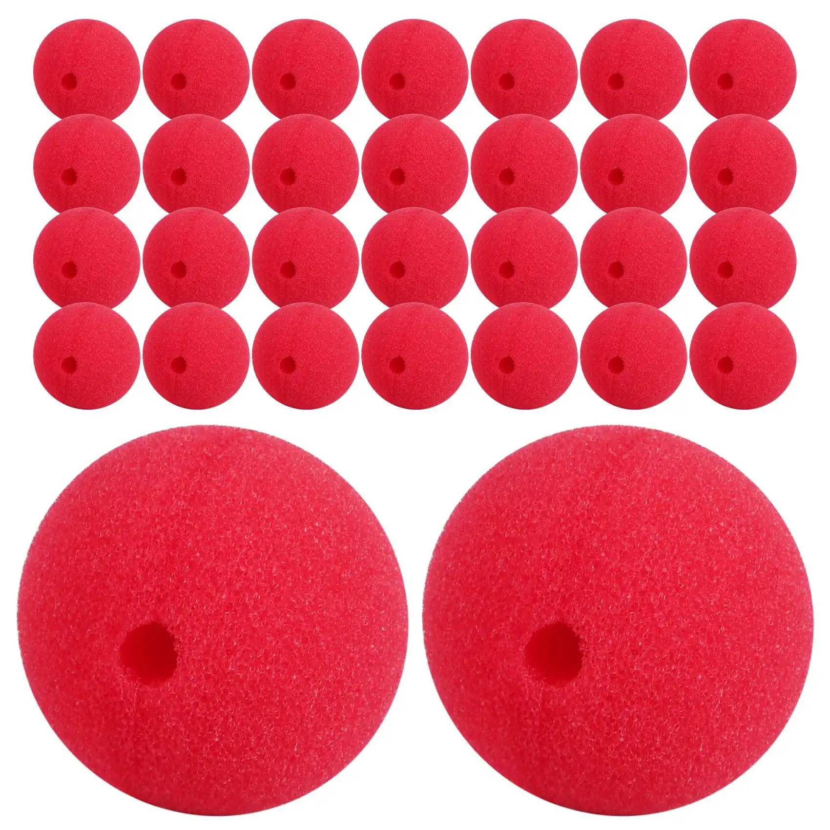 30PCS 2X2Inch Cosplay Noses Red Clown Nose for Party Halloween Costume Supplies Christamas