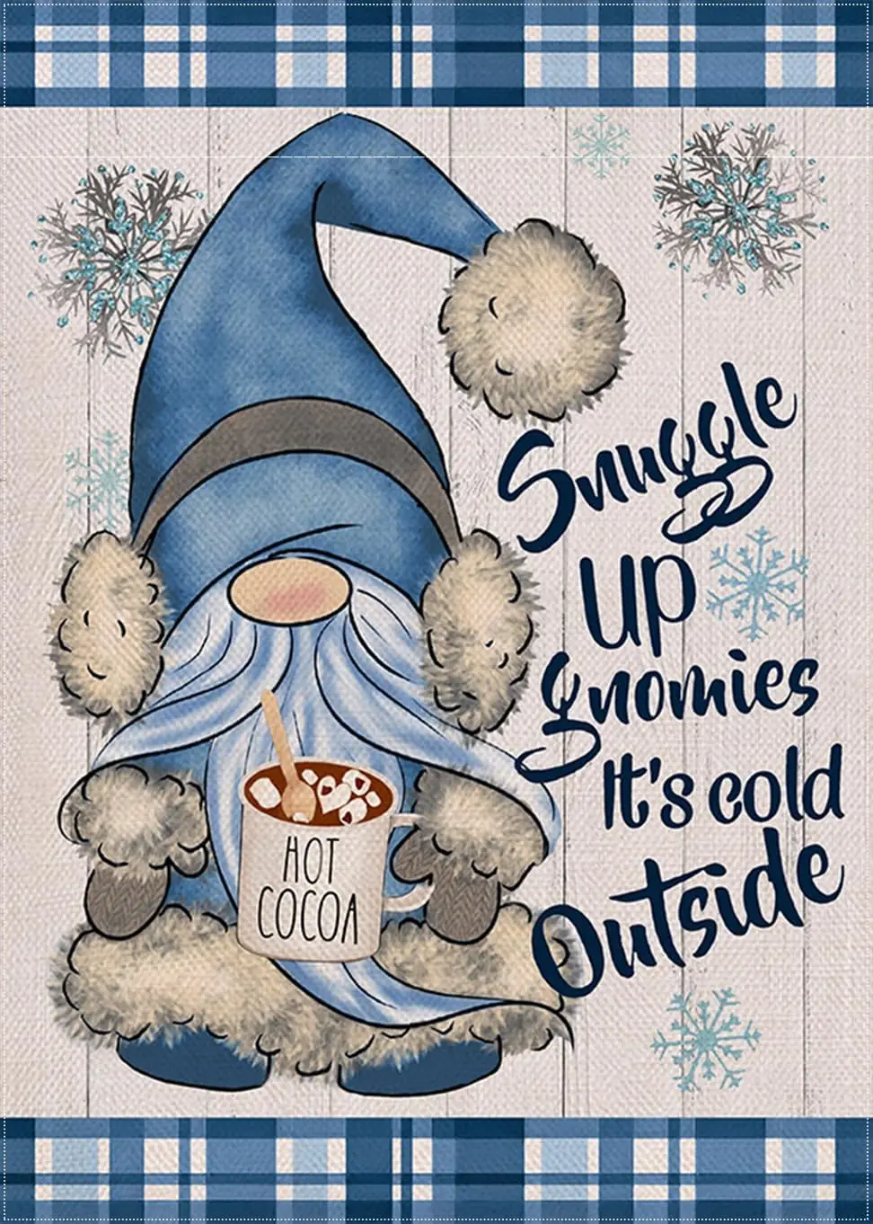 Home Decorative Snuggle Up Gnomies It's Cold Outside Winter Garden Flag, Blue Gnome Yard Outside Decorations, Sided 12x18