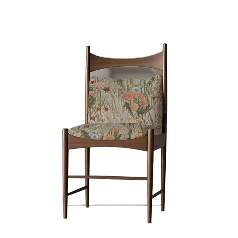 

Medieval wabi-sabi Nordic home single chair hotel chair French retro style solid wood dining chair