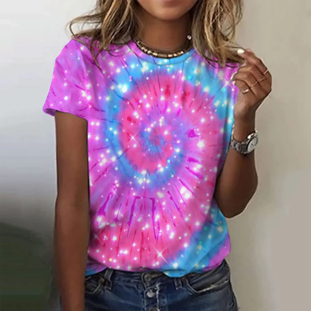 

2024 Top Women Rainbow Colours Printed Women's T-Shirt Oversized T-Shirt Popular Clothes Women Clothing Short Sleeve Blouse