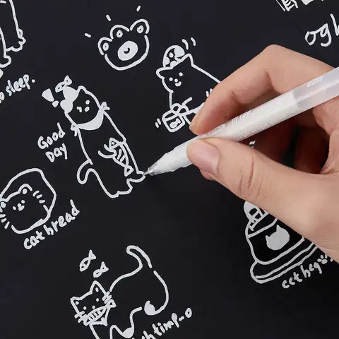 1-5 unids/set bolígrafo de Gel de tinta blanca 1mm rotulador resaltador para papel negro, neumáticos, plástico, piedra, Metal, pintura para artistas, principiantes