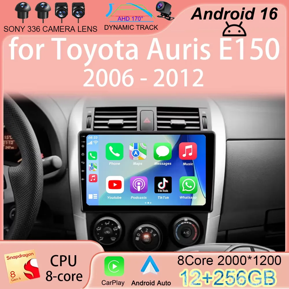

Автомагнитола Android 16 для Toyota Auris E150 2006-2012, мультимедийный плеер с Carplay и DVD, 2 DIN