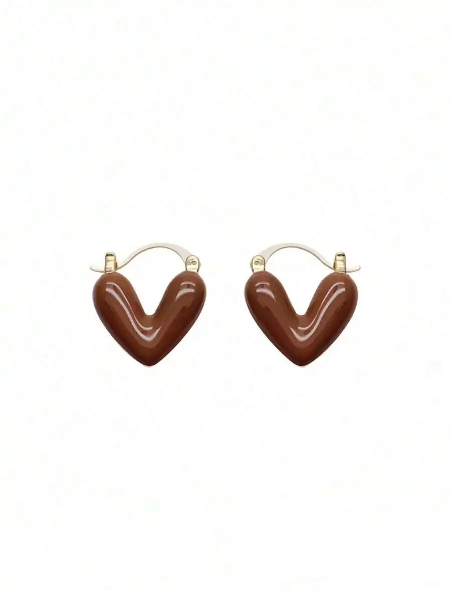 

Minimalist Heart Shape Drip Oil Earrings For Daily Wear