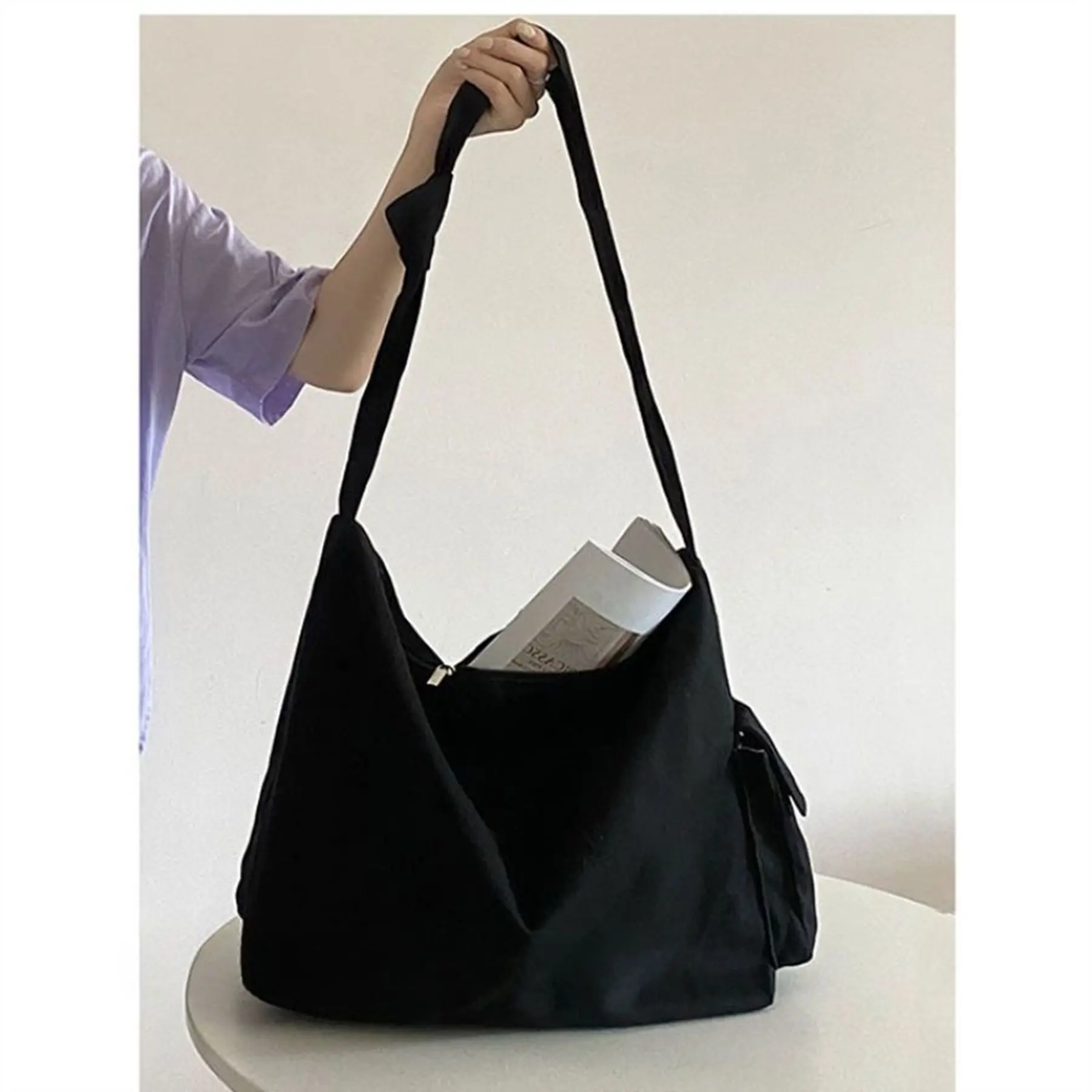 Tote Bag in tela per donna e uomo borsa a tracolla grande nera Beige borsa a tracolla femminile per donna da viaggio Casual Multi-Bag