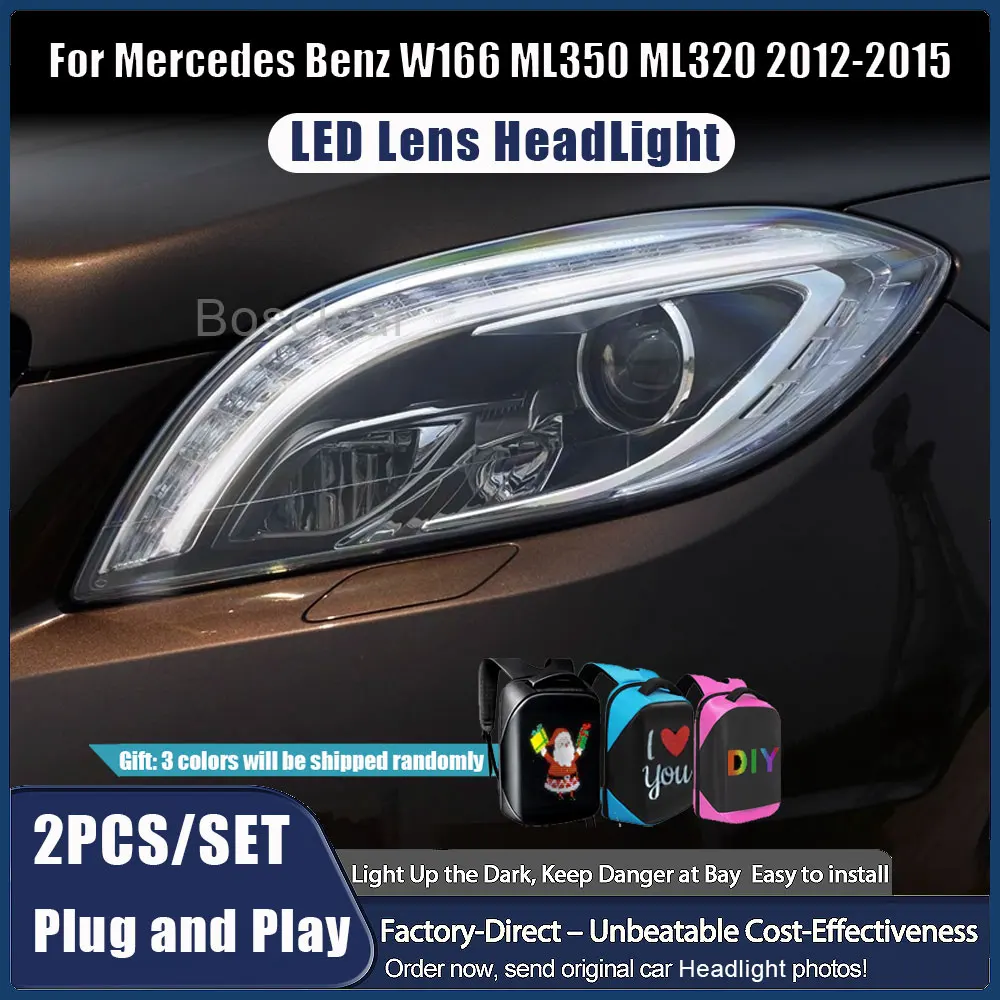 

LED Headlights Assmebly for Mercedes Benz 2012-2015 W166 ML350 ML320 Upgrade Laser Front Headlamps Plug and Play Car Accessories