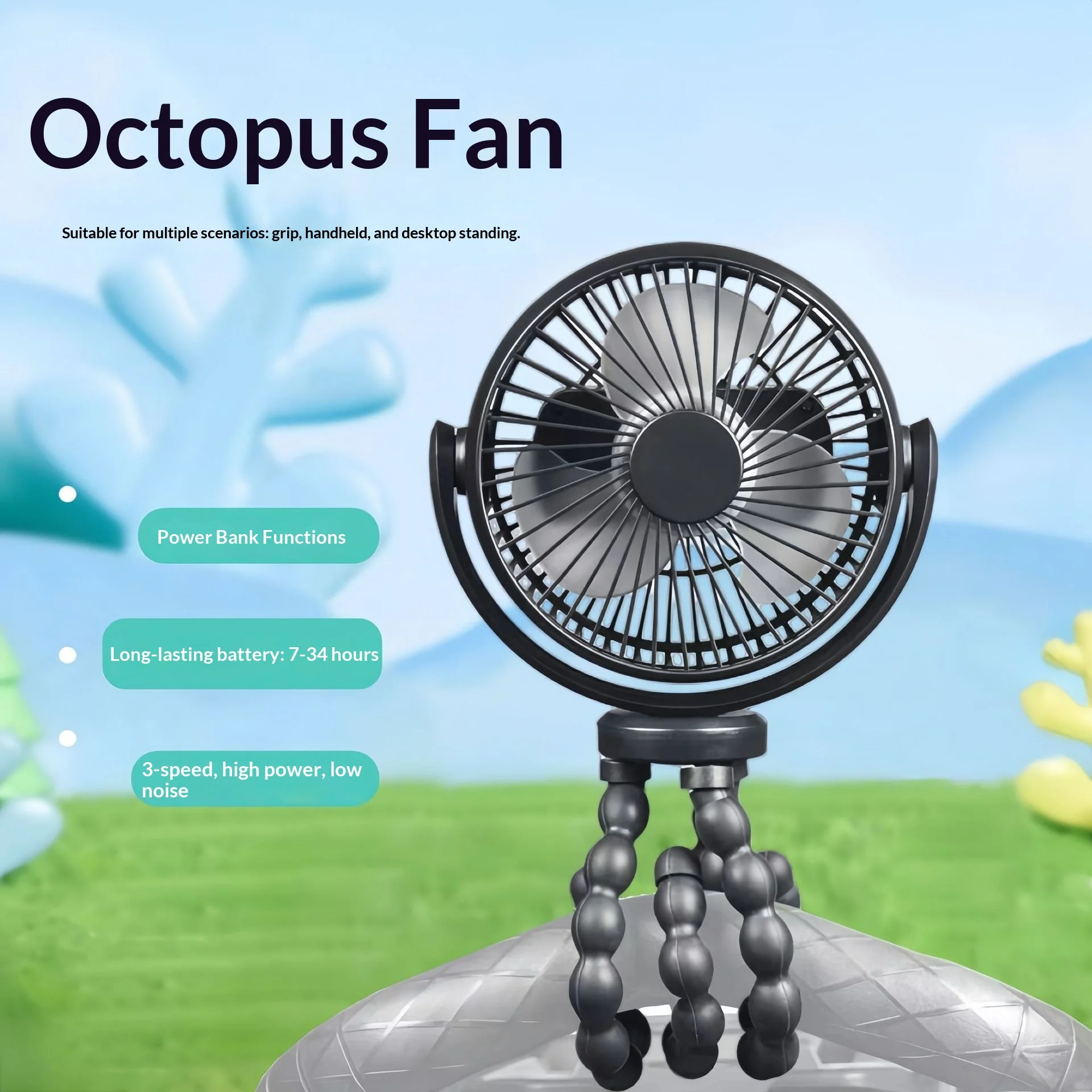 Portable Mini Stroller Fan Usb Rechargeable Flexible Tripod Clip On Detachable Cooling Fan For Car Seat Crib Treadmill Outdoor