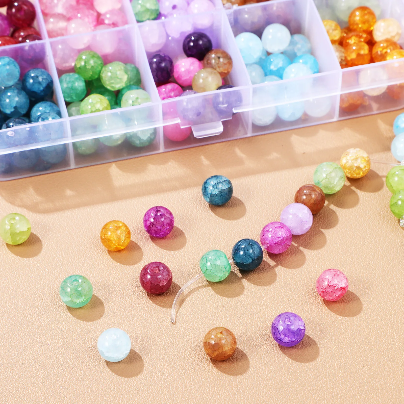 

1pcs 1 Box Glass Beads Crackle Beads Bulk Jewelry Making Supplies For Necklaces Bracelets Earrings Diy Accessories