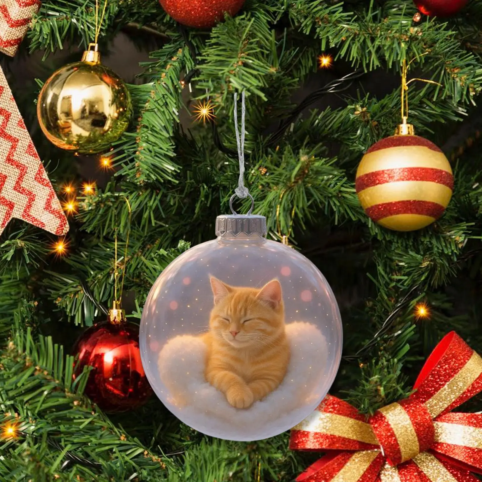 عيد الميلاد الحلي كرات ثلاثية الأبعاد القط الكرة عطلة ديكور عيد الميلاد المعلقات القابلة للتعليق للمنزل الديكور مهرجان المخططين الباب الأمامي #5