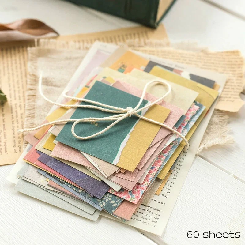 60 Pcs  Ins Style Creative Small Fresh Collage Retro Memo Basic Diary Material Paper  Scrapbook