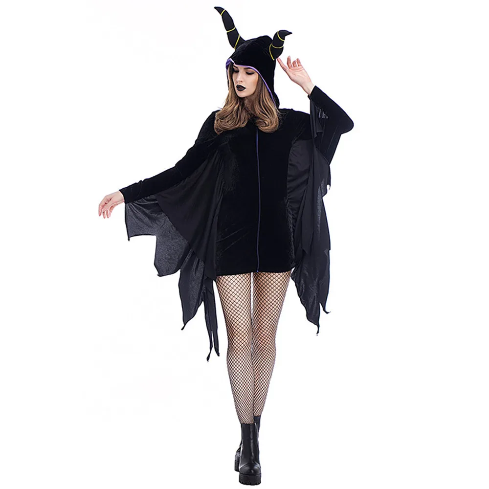 Schwarz böse Vampir Fledermaus Kostüm Erwachsenen Halloween Tier Cosplay Schlaf Fluch Winkel Fledermaus Kostüm