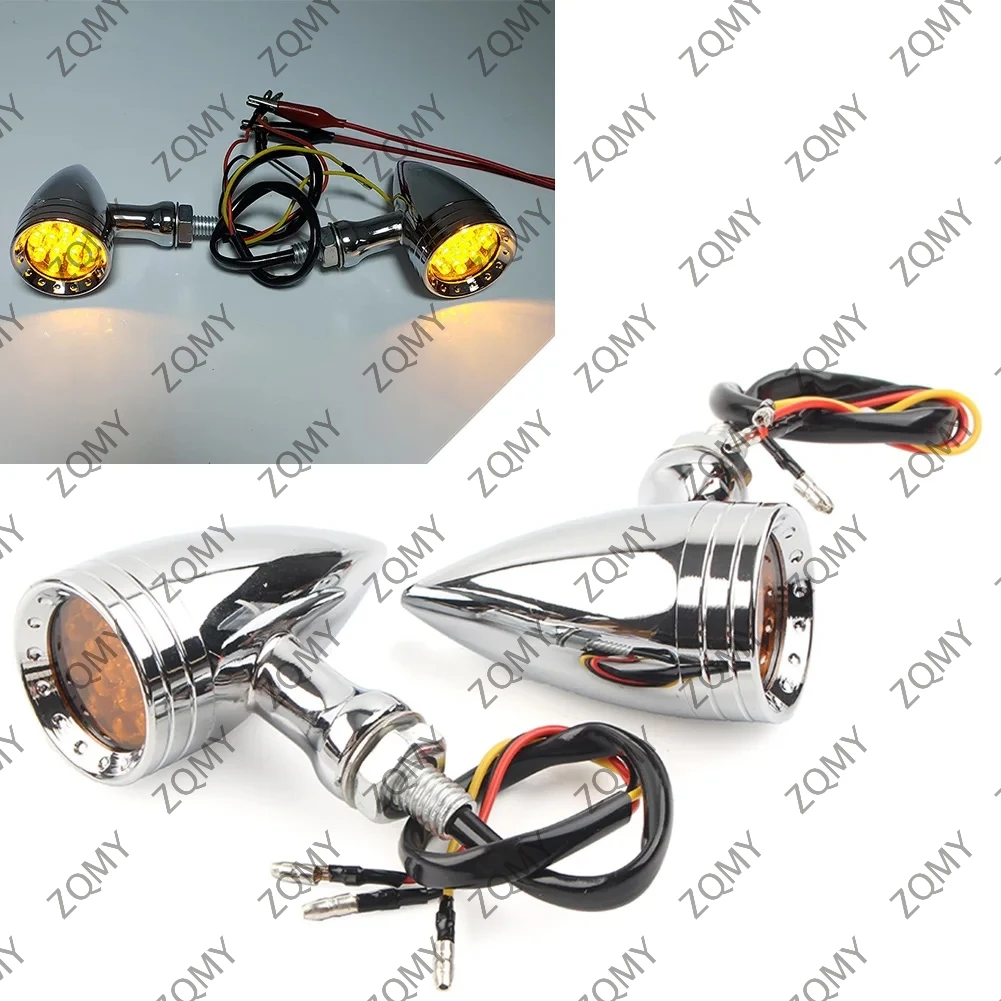 

Chrome Motorcycle LED Brake Blinker Turn Signal Tail Light For Harley Honda Yamaha Kawasaki BMW