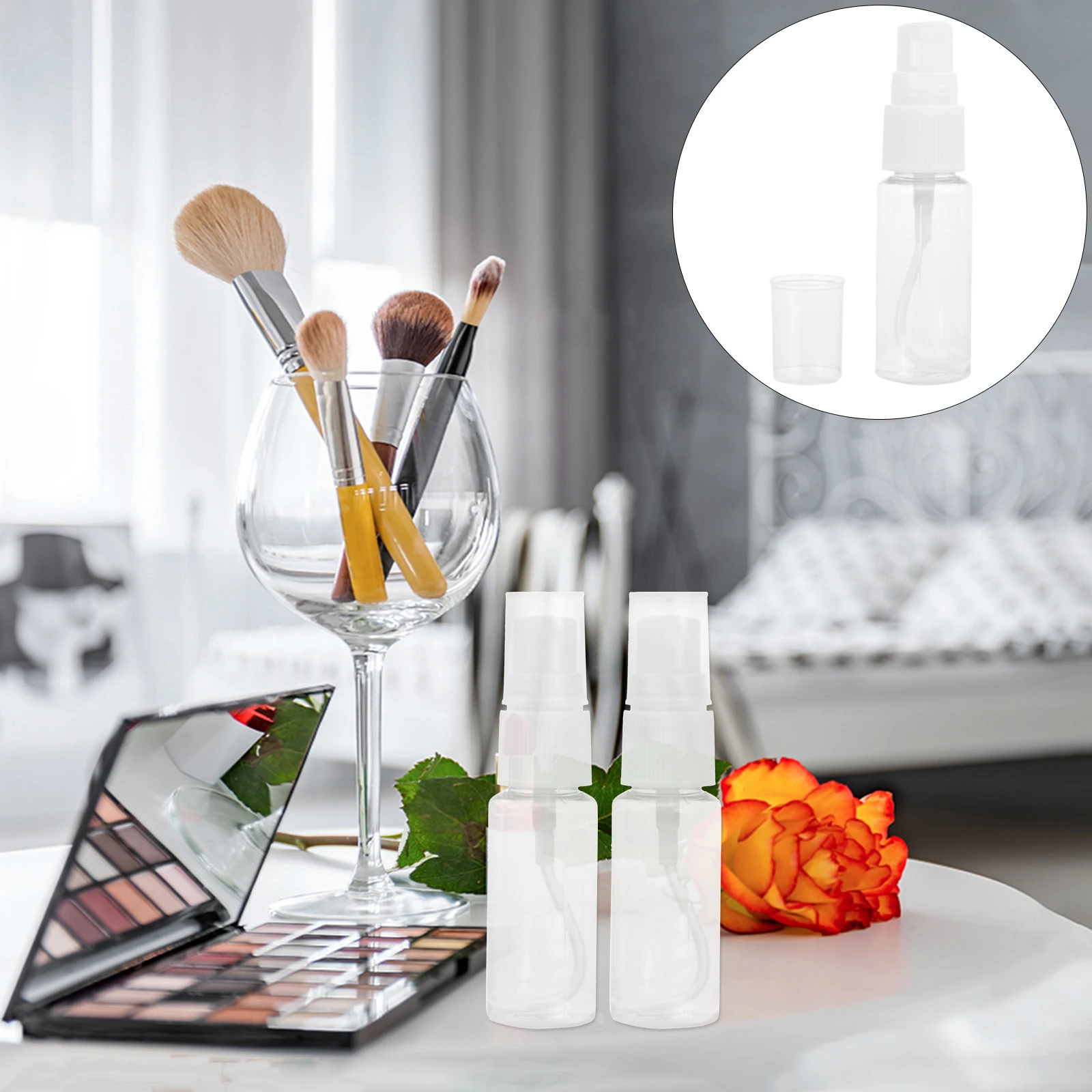 

Travel Size Bottles Kit Clear PET Empty Sub Bottles Lids Toiletries Fragrance Leak Proof Reusable Portable Container Set