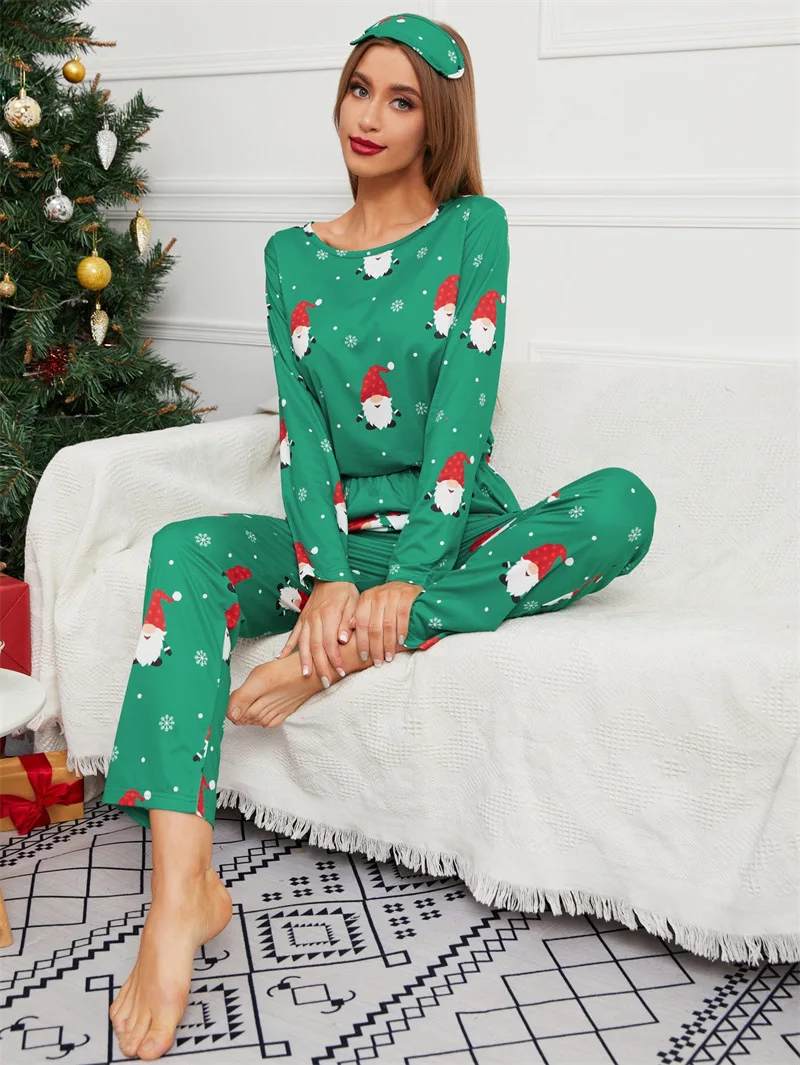 

New Autumn Winter Milk Silk Women's Christmas Pajamas Long-sleeved Trousers Sleepwear Home Clothes 2pcs Nightwear