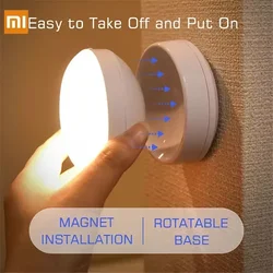 Xiaomi-モーションセンサー付きLEDナイトランプ,ナイトライト,充電式,ワイヤレス,360度回転,磁気,キッチン,ベッドサイドテーブル