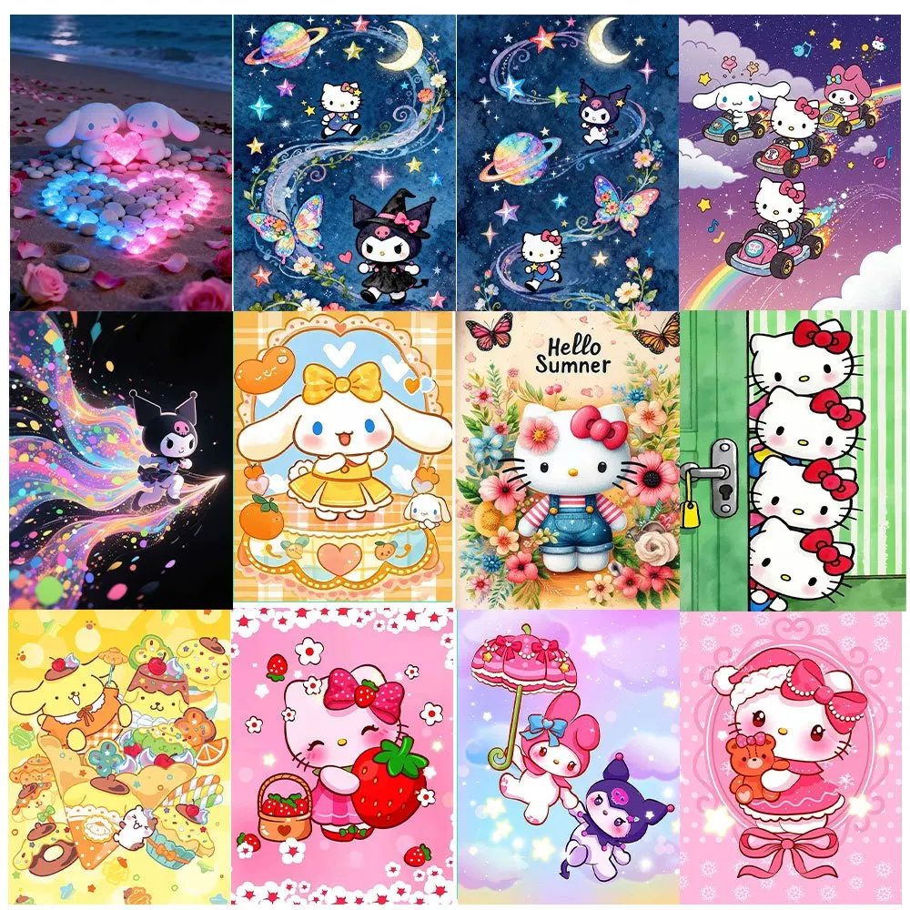 Diamond Painting Sanrio, Hello Kitty, Cinnamon Dog Mosaic Handmade Artwork Round/Square Diamonds Exquisite Gift Home Decor