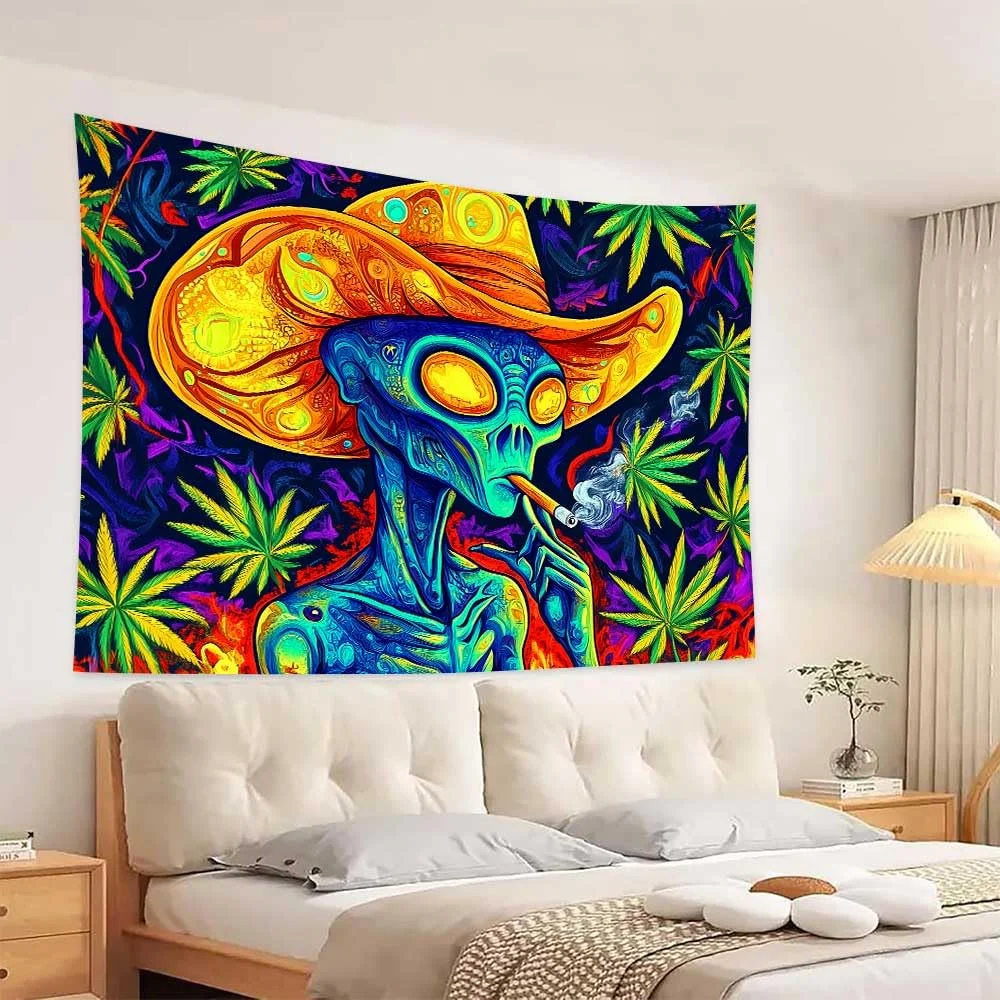 

Флуоресцентный гобелен VIKAMA с психоделическим научно-фантастическим дизайном и изображением космонавта, для спальни, гостиной, общежития, игровой комнаты, декор для стен