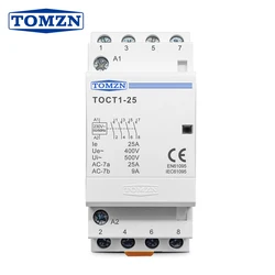 TOMZN TOCT1 4P 25A 4NO 4NC 2NC2NO 220V/230V 50/60Hz Din Rail Household AC Modular Contactor