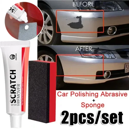 Imagen 2 del producto Removedor de arañazos de coche, pasta para pulir autos con esponja, kit de cuidado de pintura para carrocería de coche, pintura en aerosol para reparación de pintura para automóviles y motocicletas