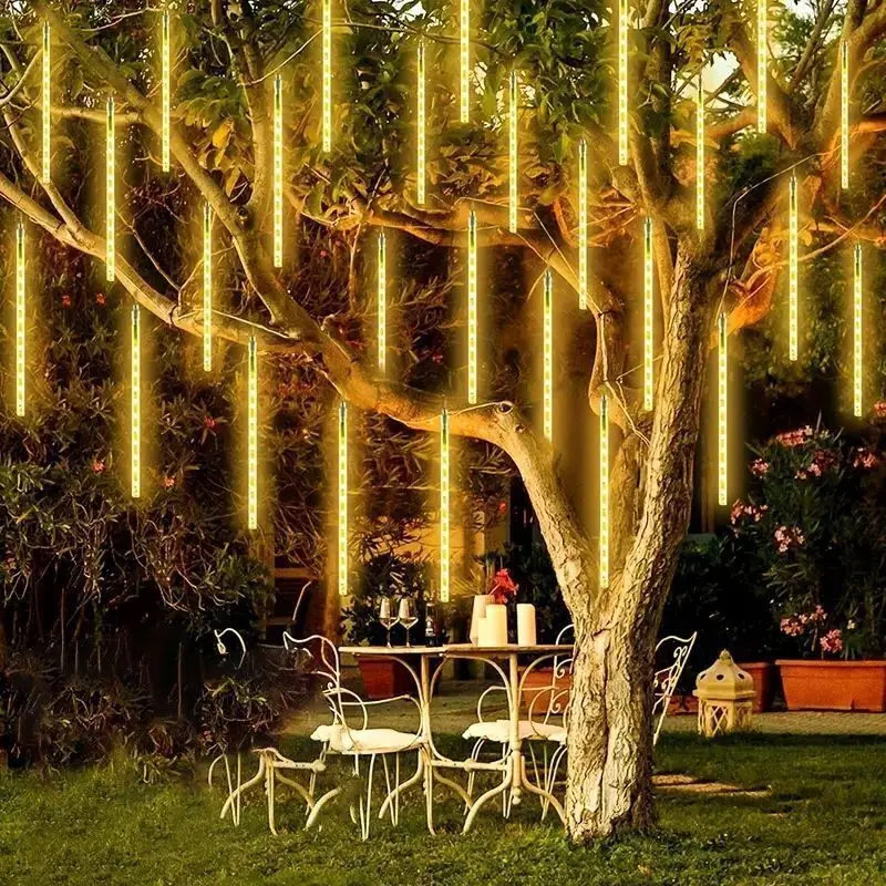 Guirnalda de luces LED para decoración navideña, iluminación de hadas con enchufe europeo y estadounidense de 30/50cm, 8 tubos, para jardín y