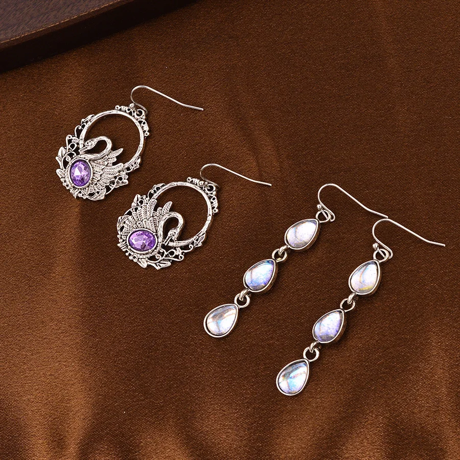 DIY accessories Stylish and exquisite, elegant temperament, diamond-encrusted gemstone set, earrings, women's diverse hundreds o