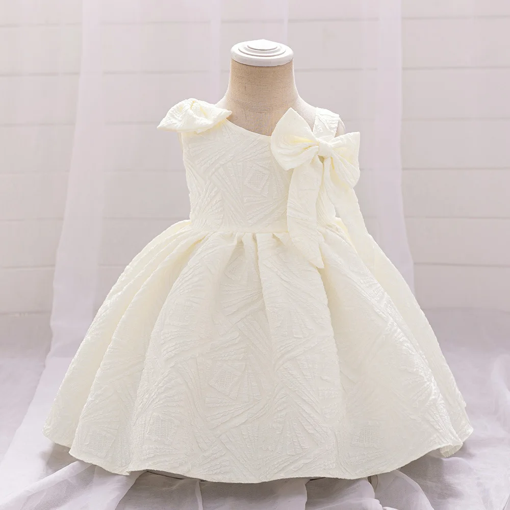 

6M-4 Years One Shoulder Bowknot Wedding Flower Girl Birthday Party Christening Pageant Formal Dress