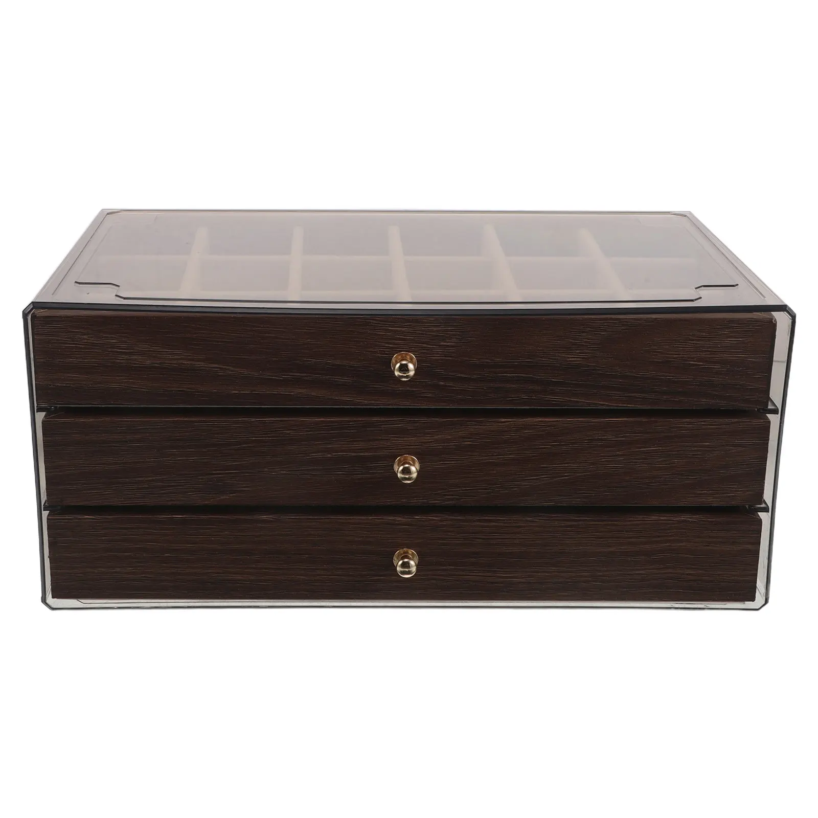 

3 Layers Vintage Jewelry Box 23.5X13.5X10.5Cm Wooden Walnut Finish For Rings Earrings Necklaces Storage Organizer Trinket