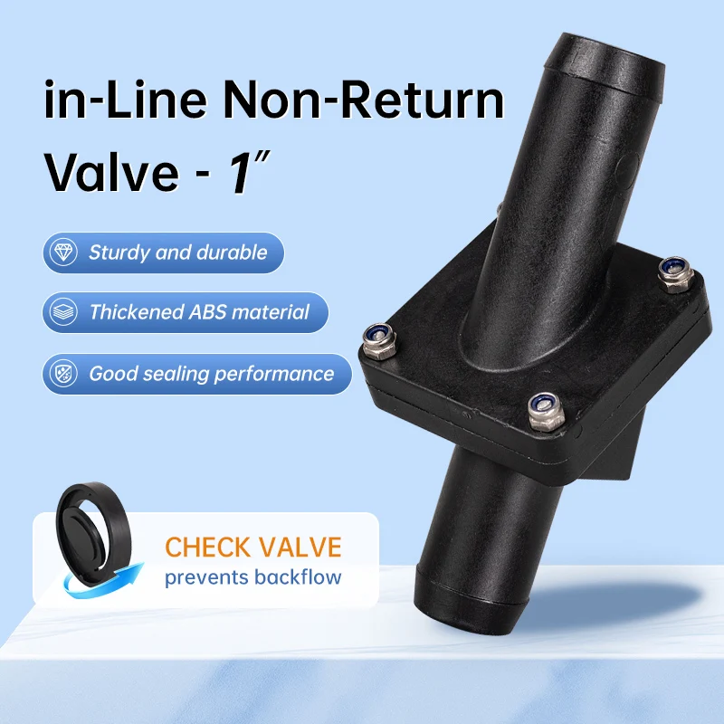 Marine Check Valve 1 Inch for Boat Yacht, ABS Non Return Valve with 25mm Large Drain Outlet, Anti-Backflow Drainage System