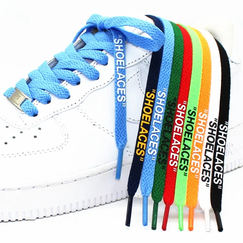 New Signed Flat SHOELACES Off Printed Shoe Laces Orange Green Purple White Shoe Laces for The Ten White Shoes Flat Laces 1 Pair