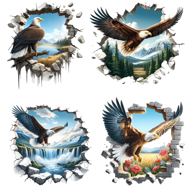Three Ratels CD135 funny eagle passes through wall stickers For home decoration Personalized car decals