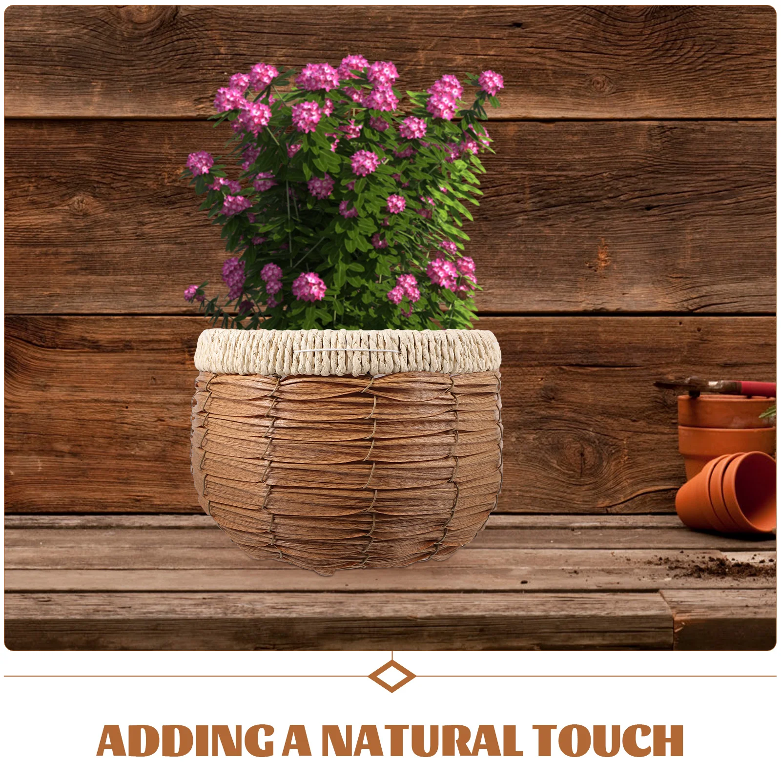 Woven Basket Flower Pot Rattan Green Plant Succulent Storage (brown) for Planting Natural Decorative Baskets