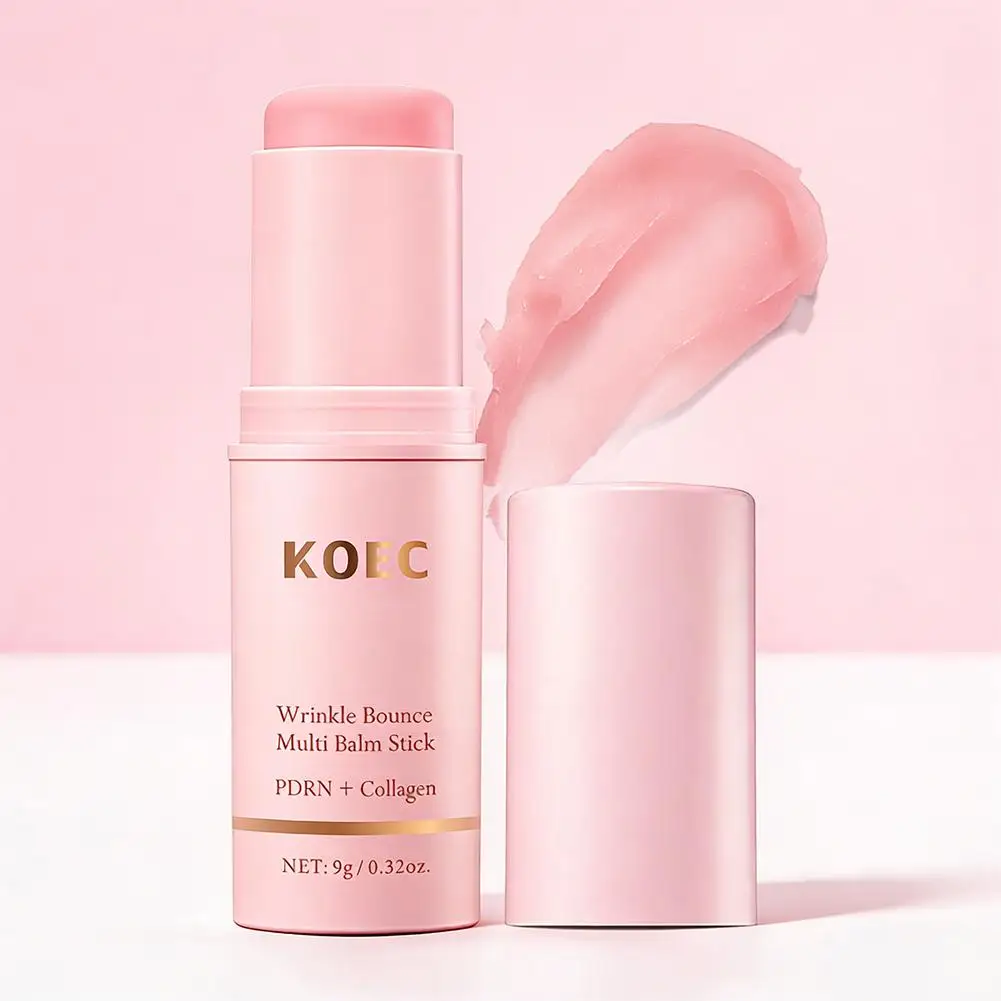 Korean KOEC Bounce Multi Balm Collagen Pink Stick Moisturizing Anti-Wrinkle Facial Collagen Cream Lip Eye Neck Skin Care