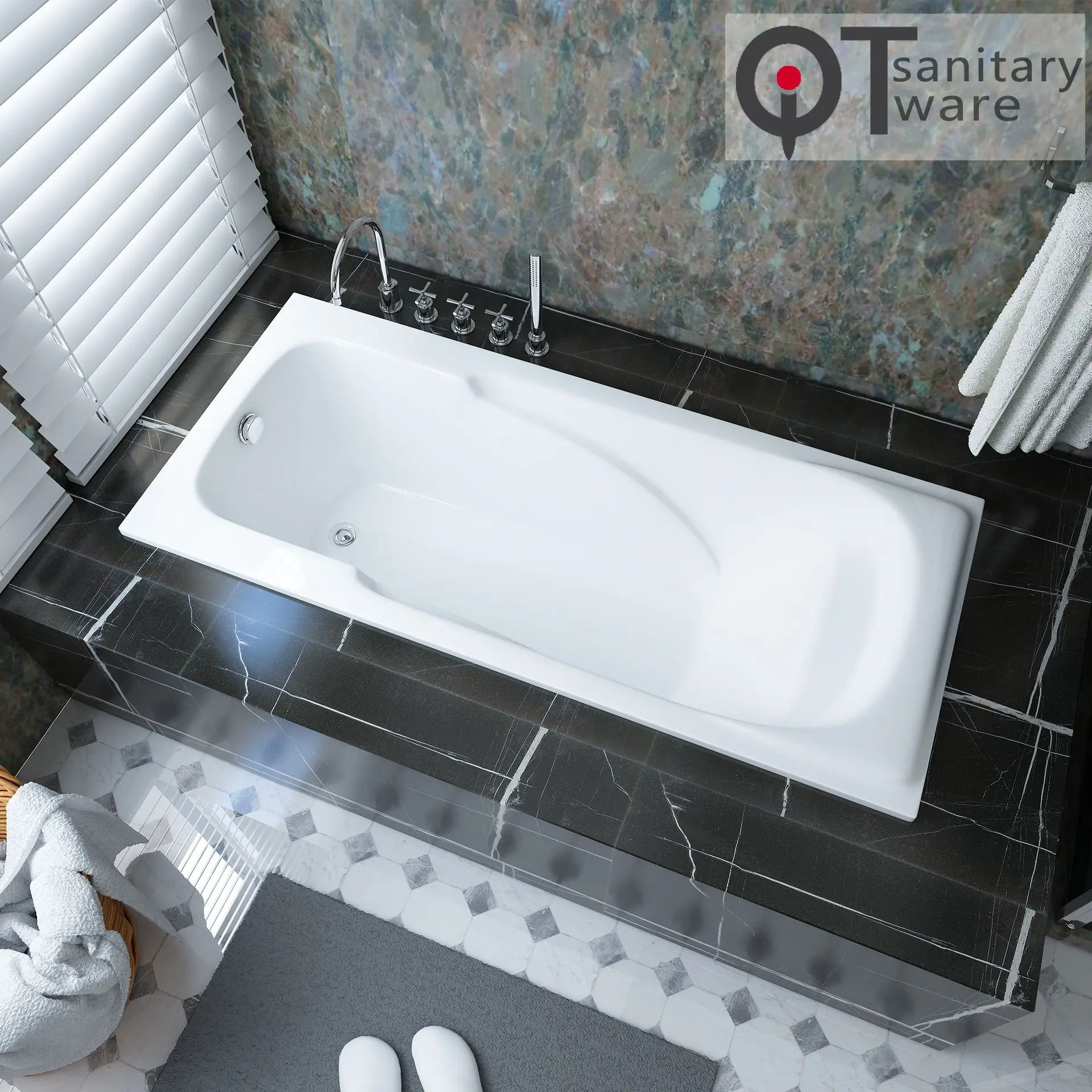 Hotel Engineering Simple Style Built-in Bathtub Manufacturer Direct Bathtub 1.5, 1.7m QT-1770B